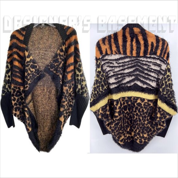 Max Sport S/M Animal Eyelash Knit Dolman Sleeve Cocoon Sweater Cardigan NWT - Picture 4 of 6